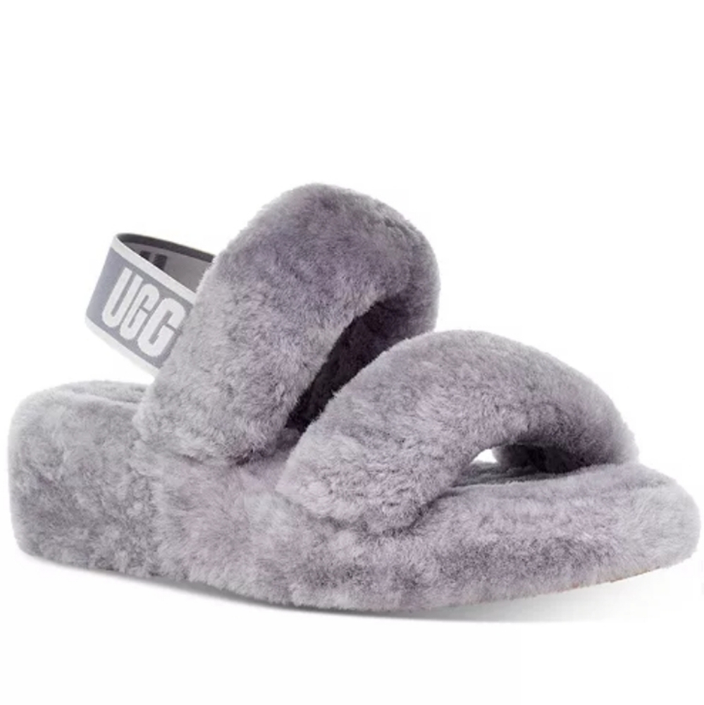 UGG Fluffy Gray Slippers